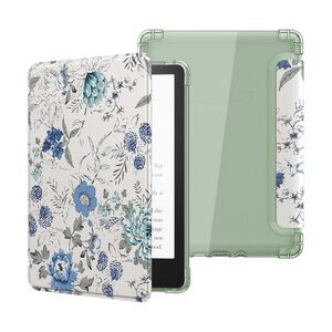 White Blue Floral Case Cover for 6” Kindle